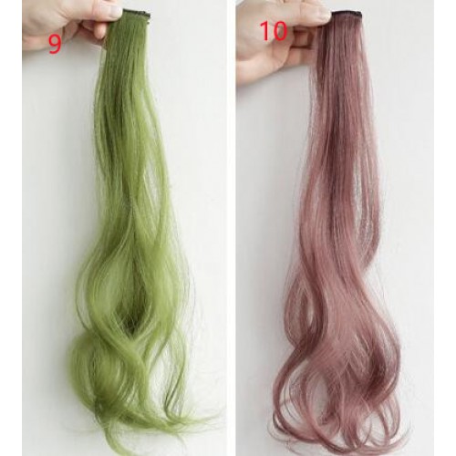 3pcs Colorful curly wig piece female long hair highlight gradient invisible seamless natural one-piece hair extension bundle hanging ear dyed curly hair